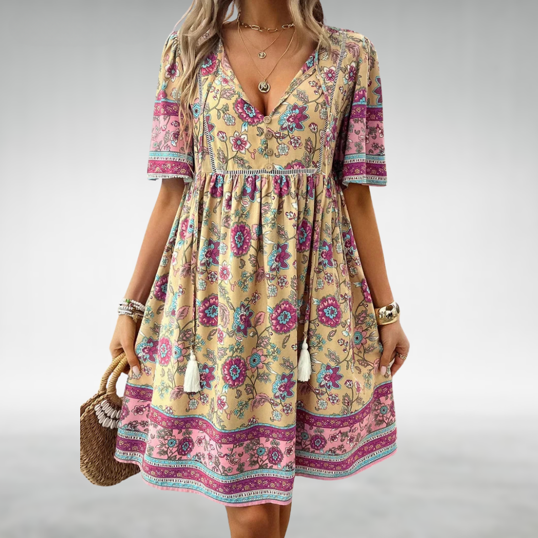 Gavio™ | Élégante Robe Fleurie à Col V