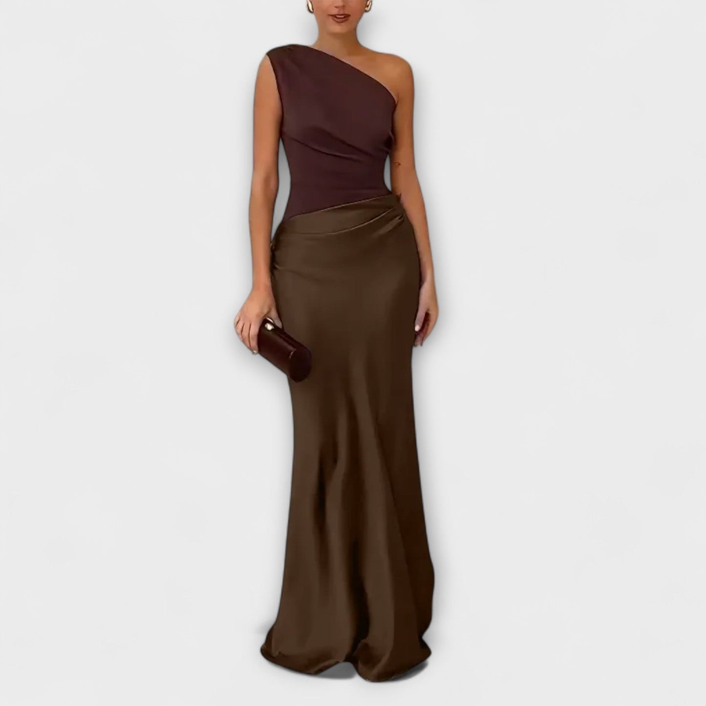 Serena | Robe Maxi Plissée à Épaule Dénudée