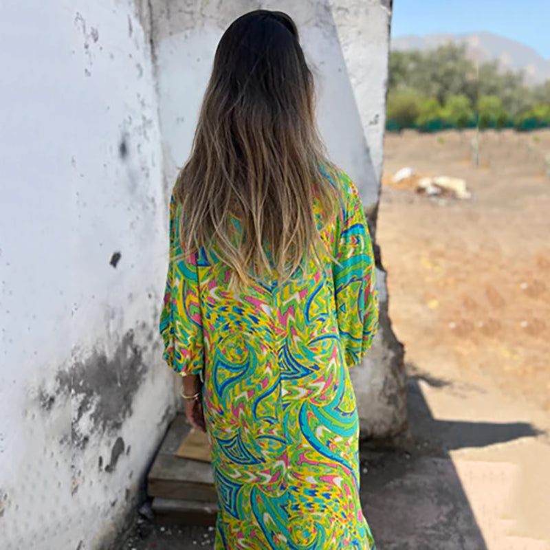 Lowri - Robe Maxi Stylée à Col V avec Poches