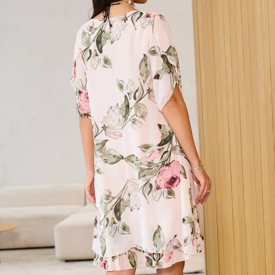 Levana | Robe en Chiffon Floral Superposée