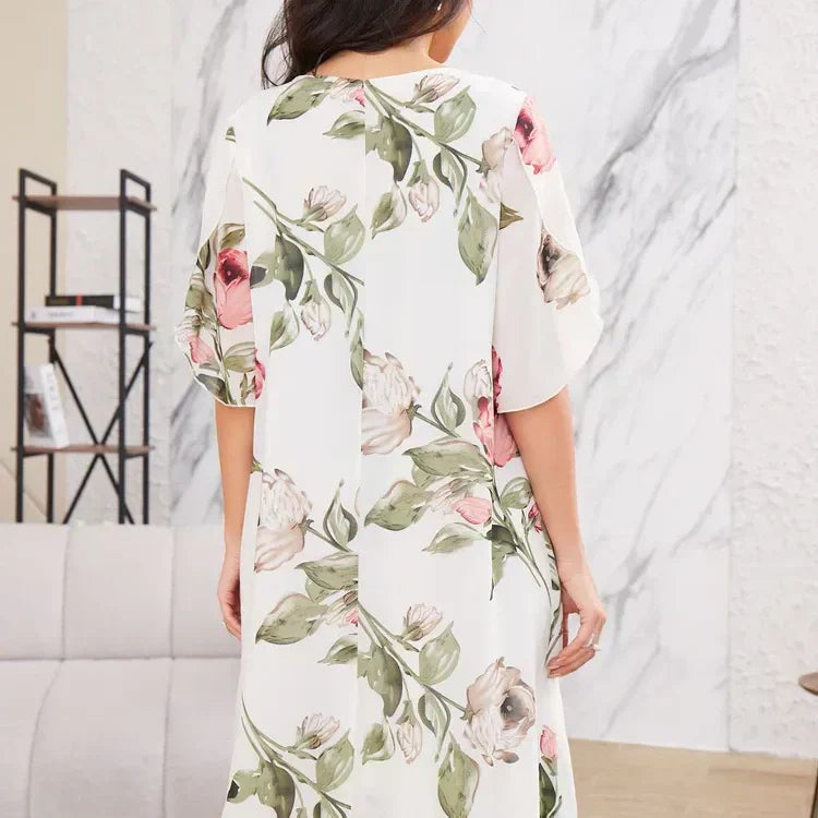 Levana | Robe en Chiffon Floral Superposée