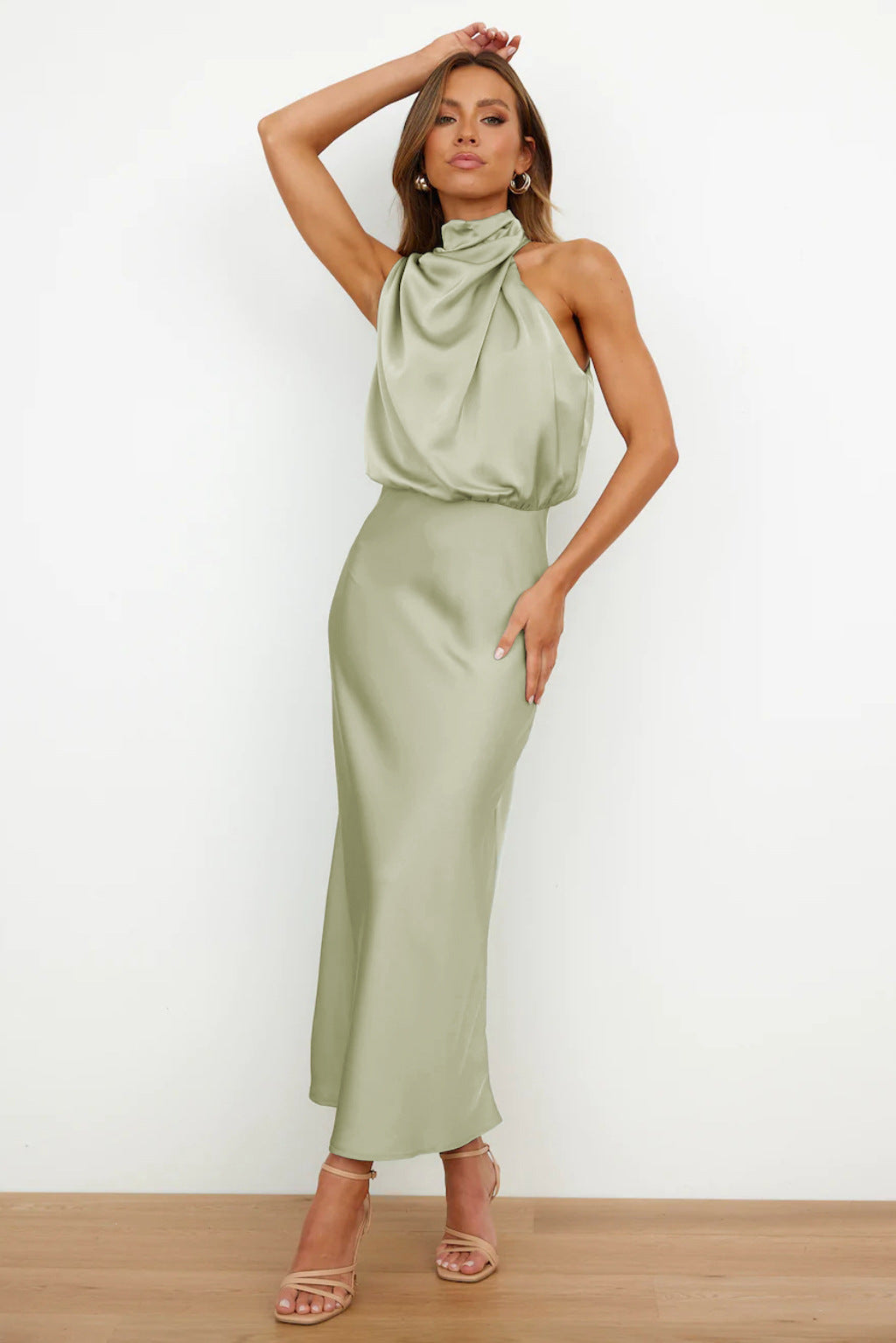 Helia™ | Robe Longue Halter Élégante et Sophistiquée