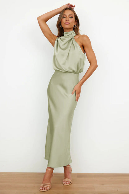 Helia™ | Robe Longue Halter Élégante et Sophistiquée