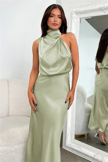 Helia™ | Robe Longue Halter Élégante et Sophistiquée