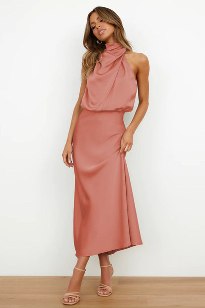 Helia™ | Robe Longue Halter Élégante et Sophistiquée