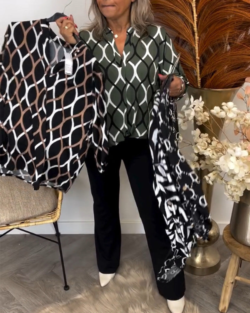 Alyce - Blouse décontractée à manches longues avec motif