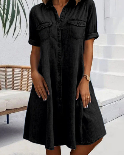 Emerie™ | Élégante Robe en Jean à Manches Courtes