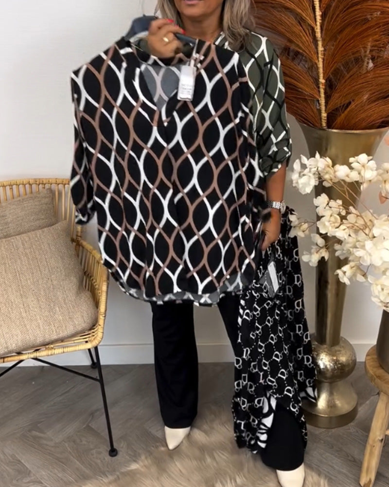 Alyce - Blouse décontractée à manches longues avec motif