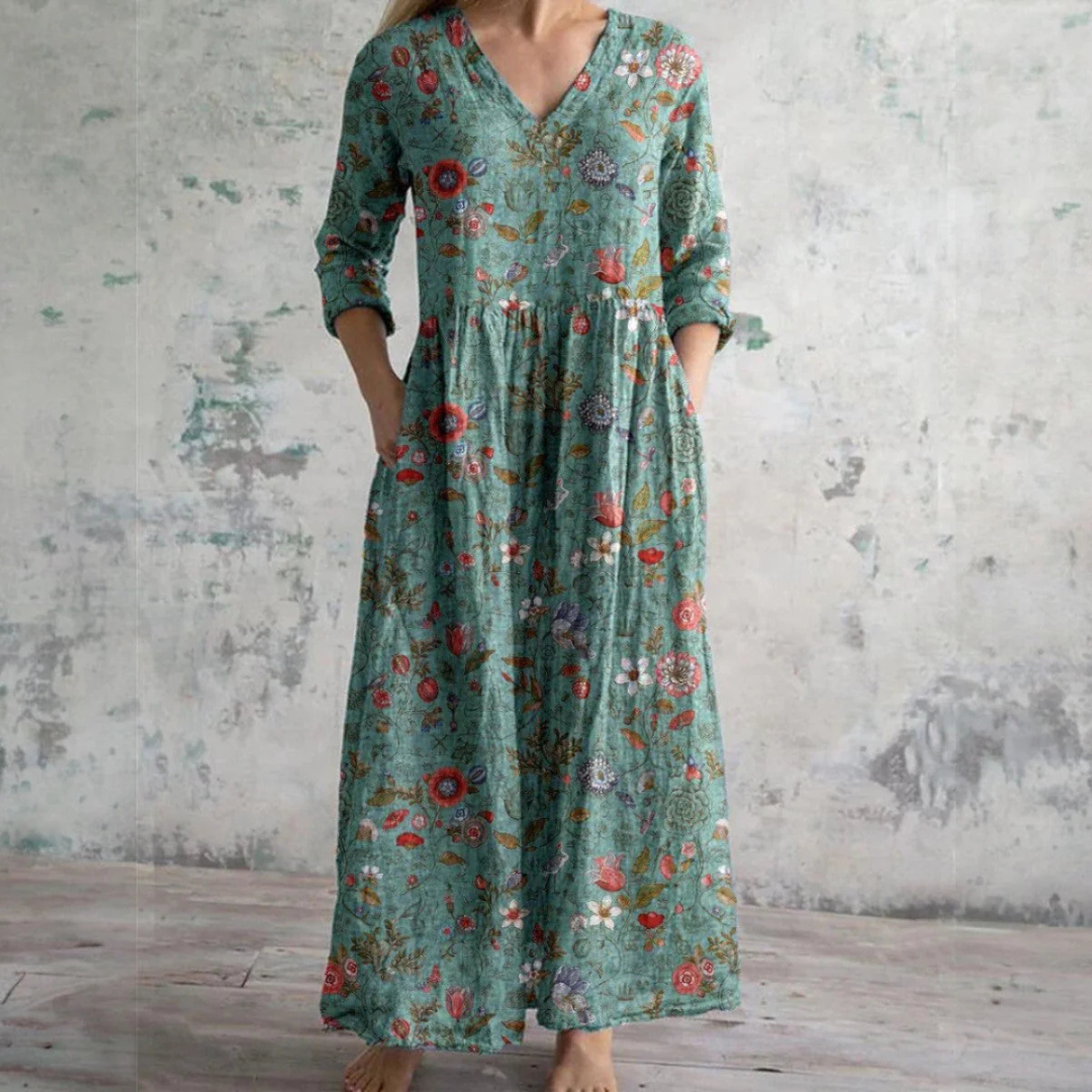 Élodie – Robe d'Été Élégante à Motif Floral