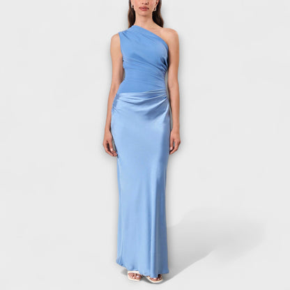 Serena | Robe Maxi Plissée à Épaule Dénudée