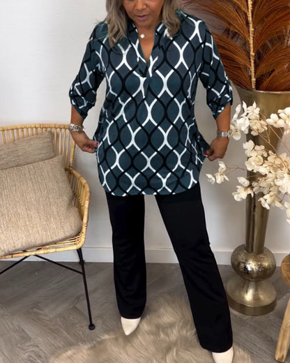 Alyce - Blouse décontractée à manches longues avec motif