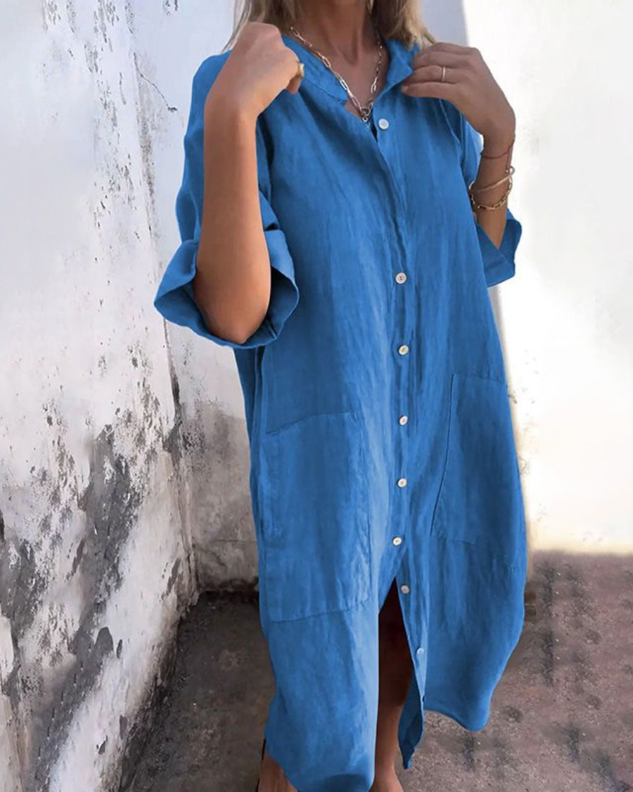 Melanie | Robe Chemise Décontractée Longueur Cheville Style Ibiza