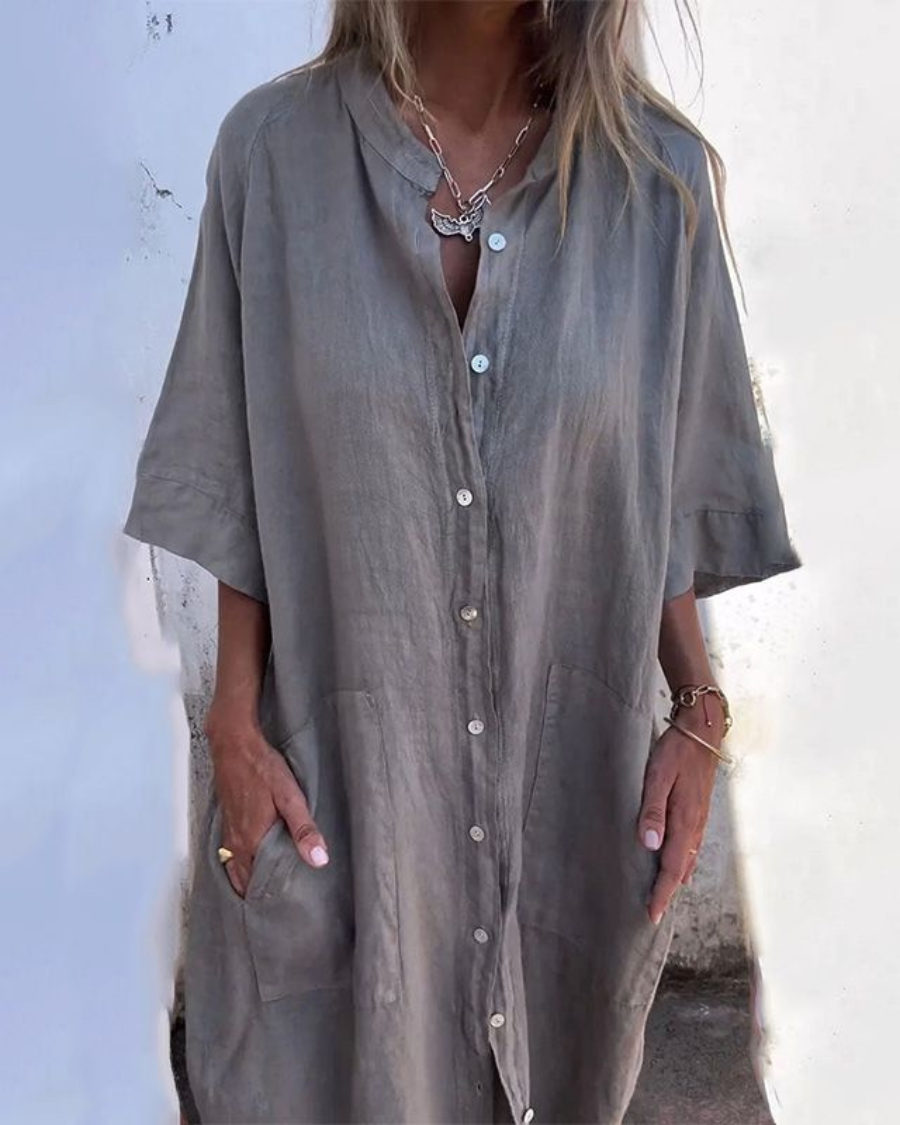 Melanie | Robe Chemise Décontractée Longueur Cheville Style Ibiza