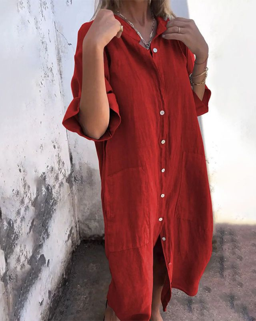 Melanie | Robe Chemise Décontractée Longueur Cheville Style Ibiza