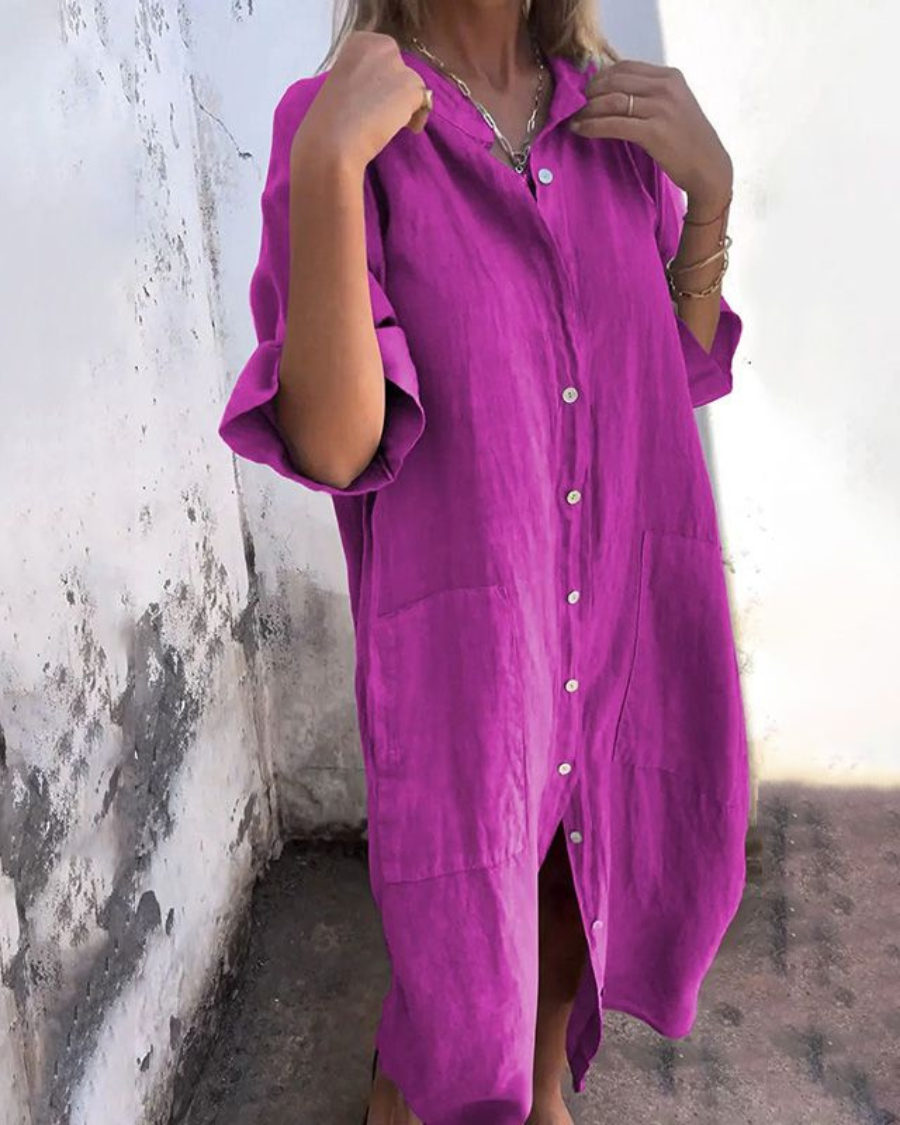 Melanie | Robe Chemise Décontractée Longueur Cheville Style Ibiza