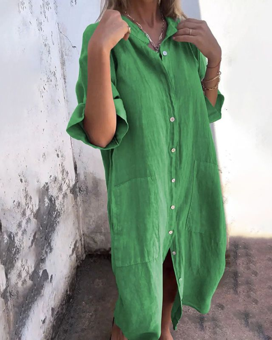 Melanie | Robe Chemise Décontractée Longueur Cheville Style Ibiza