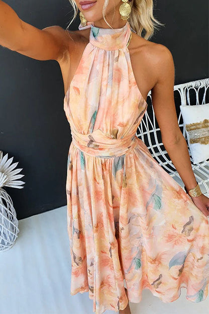 Luna Bennett | Robe Maxi Halter Aquarelle