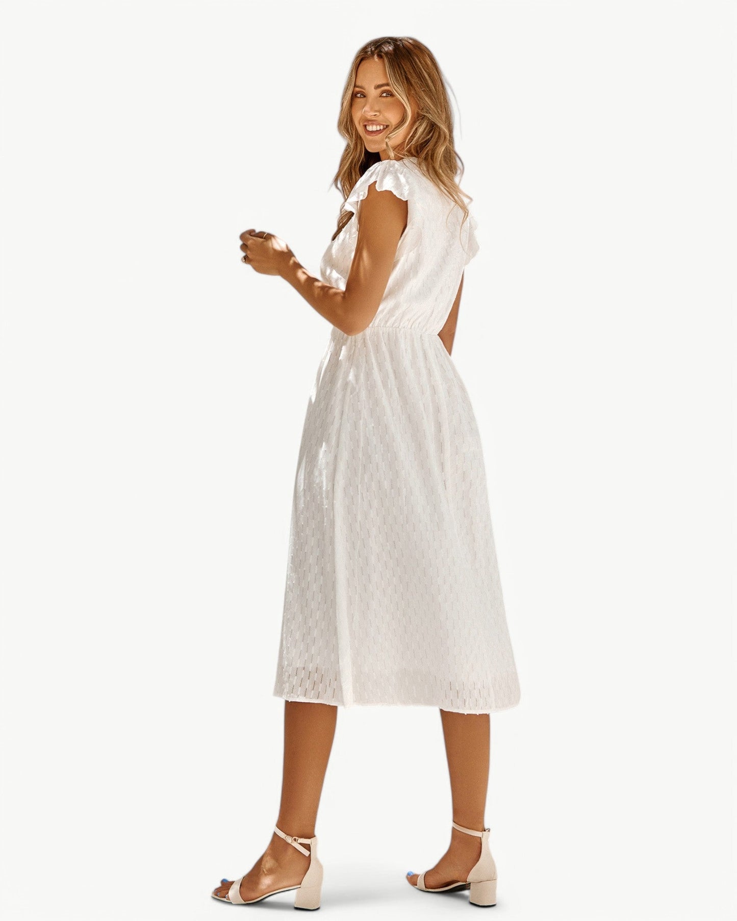 Zella™ | Robe midi élégante à col en V