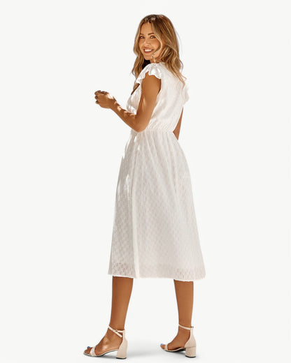 Zella™ | Robe midi élégante à col en V