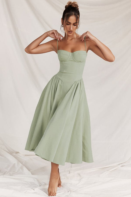 Riley™ | Robe midi sans manches avec corset