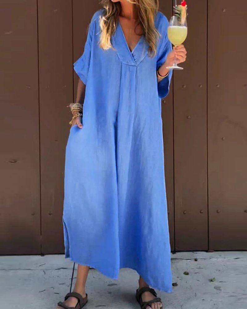 Zaira - Robe Longue Décontractée en Coton