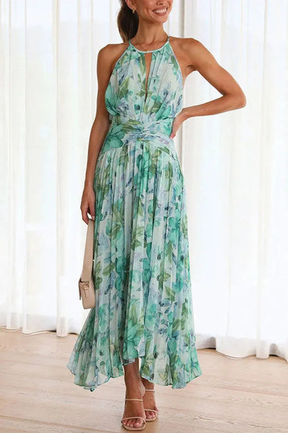 Marlee™ | Robe Midi Plissée avec Décolleté Floral Élégant