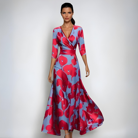 Janoa™ | Robe Maxi à Enveloppe Élégante Fleurie