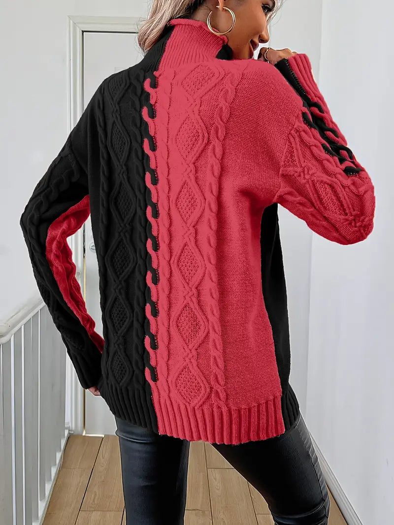 Maristelle – Pull élégant à col montant rayé