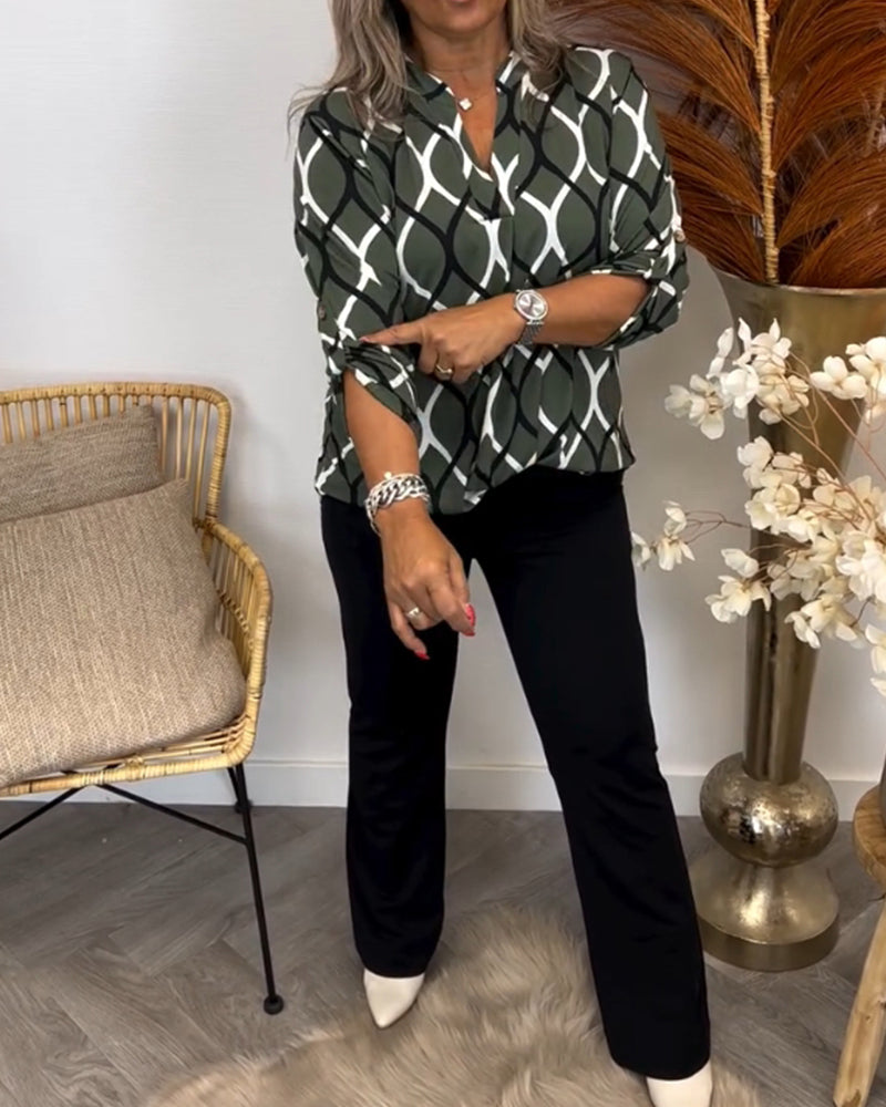 Alyce - Blouse décontractée à manches longues avec motif