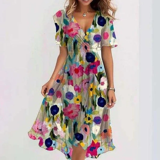 Carole | Robe élégante à manches courtes