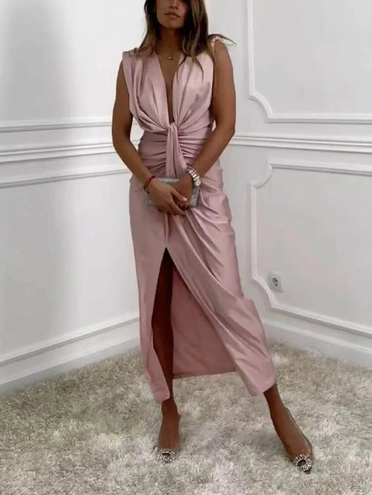 Jolira – Robe Midi Classique Avec Fente Drapée