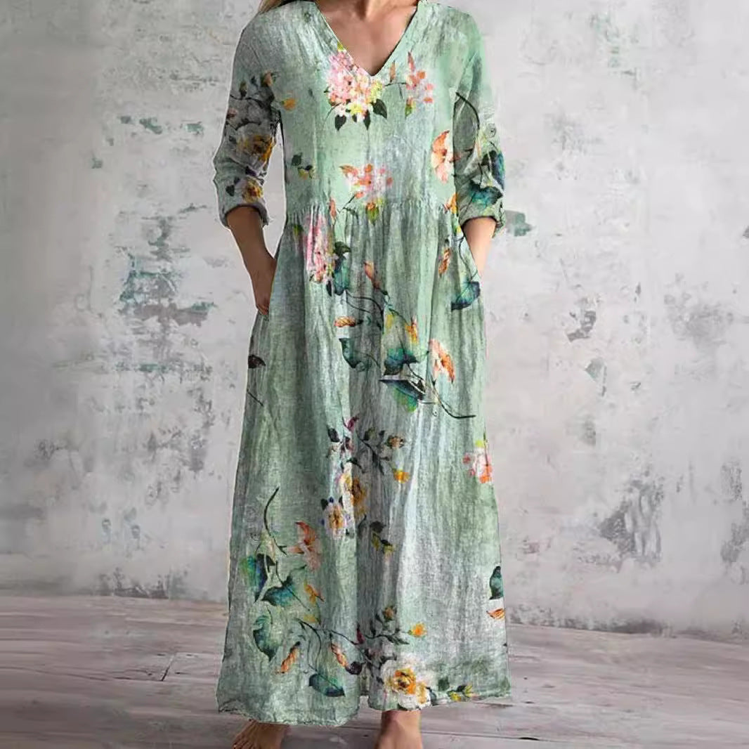 Élodie – Robe d'Été Élégante à Motif Floral