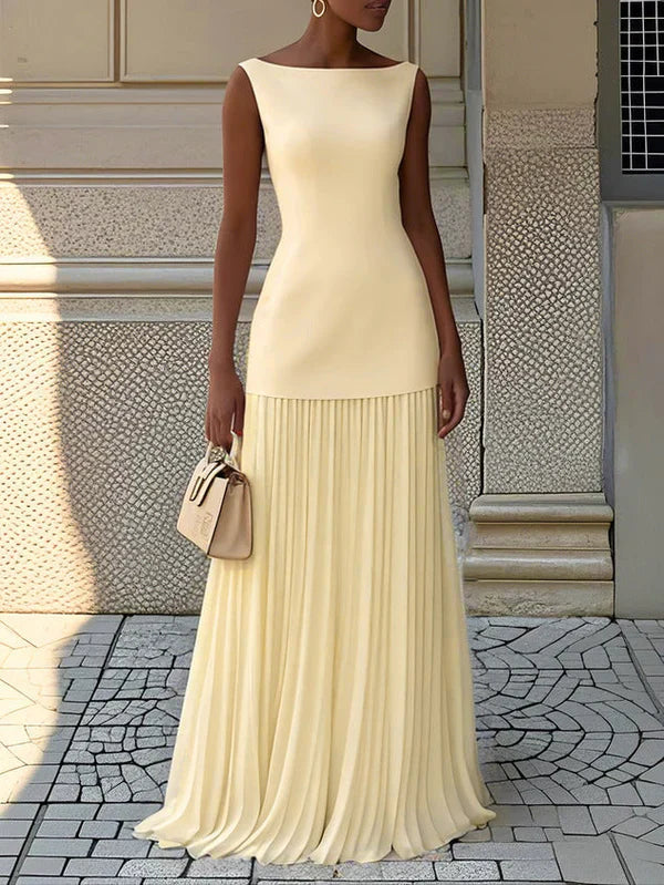 Avenya – Robe Longue Plissée Sans Manches