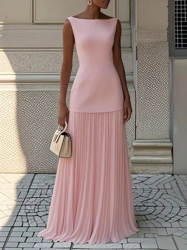 Avenya – Robe Longue Plissée Sans Manches