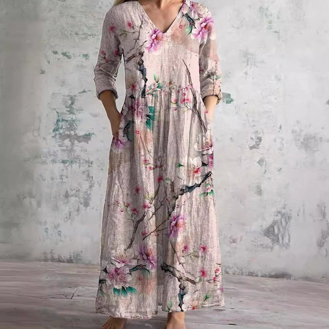 Élodie – Robe d'Été Élégante à Motif Floral