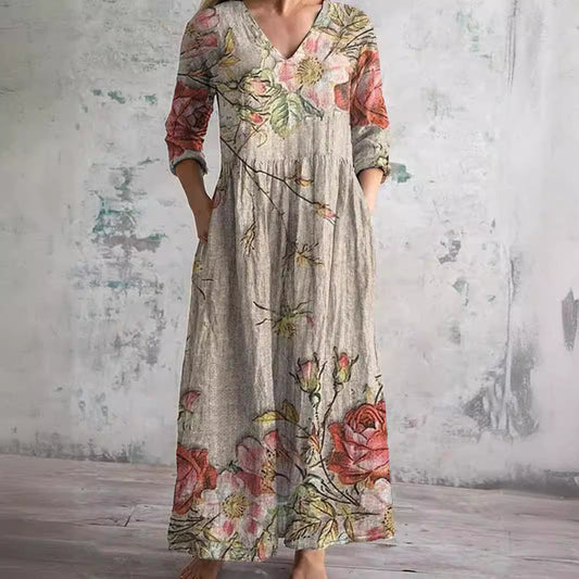 Élodie – Robe d'Été Élégante à Motif Floral