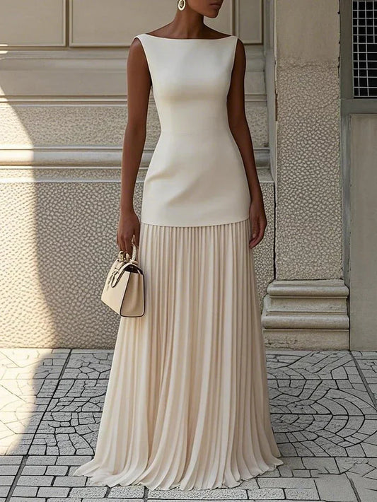 Avenya – Robe Longue Plissée Sans Manches
