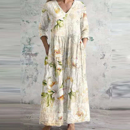 Élodie – Robe d'Été Élégante à Motif Floral