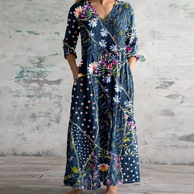 Élodie – Robe d'Été Élégante à Motif Floral