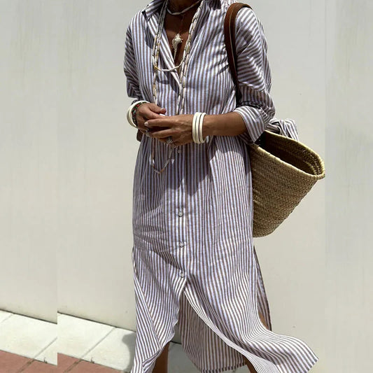 Anna| Robe chemise rayée