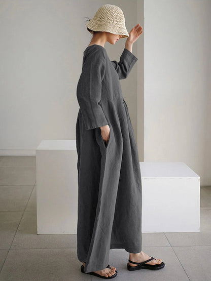 Liora | Robe ample en lin avec poches latérales