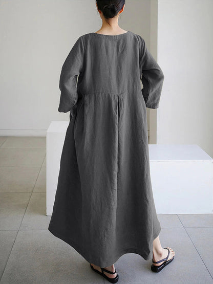 Liora | Robe ample en lin avec poches latérales