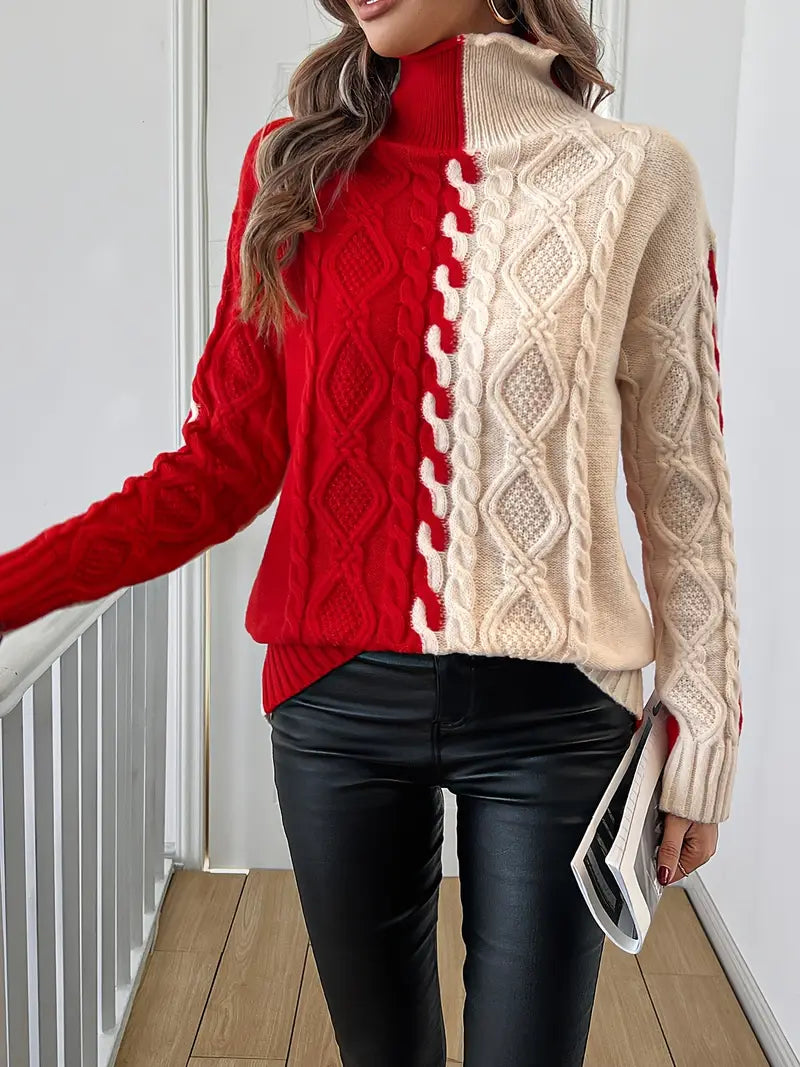 Maristelle – Pull élégant à col montant rayé