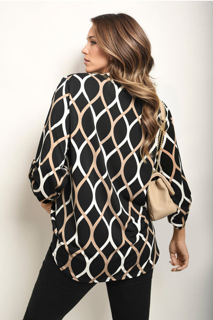 Alyce - Blouse décontractée à manches longues avec motif