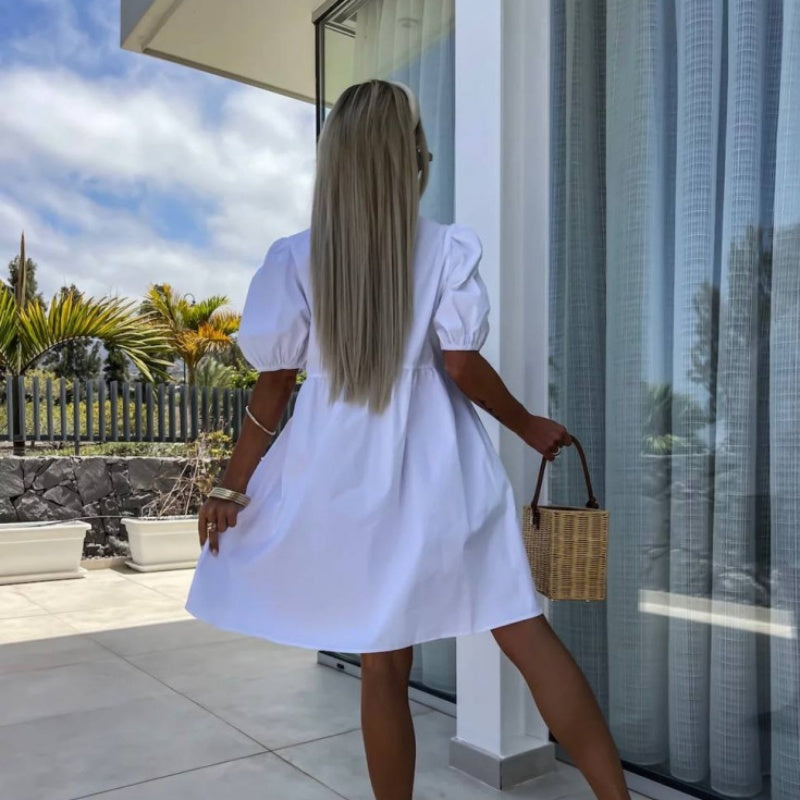 Oana - Robe Élégante Avec Nœud Papillon Et Manches Bouffantes