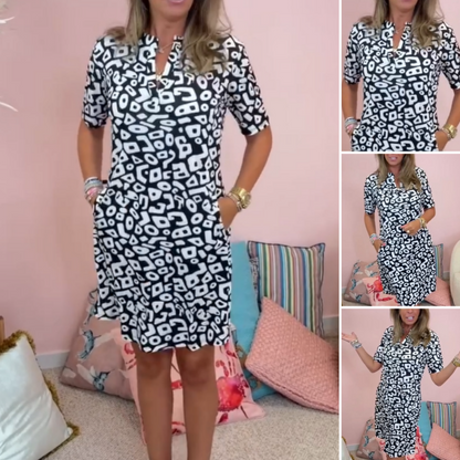 Aluna - Robe Mini à Imprimé Géométrique Décontractée