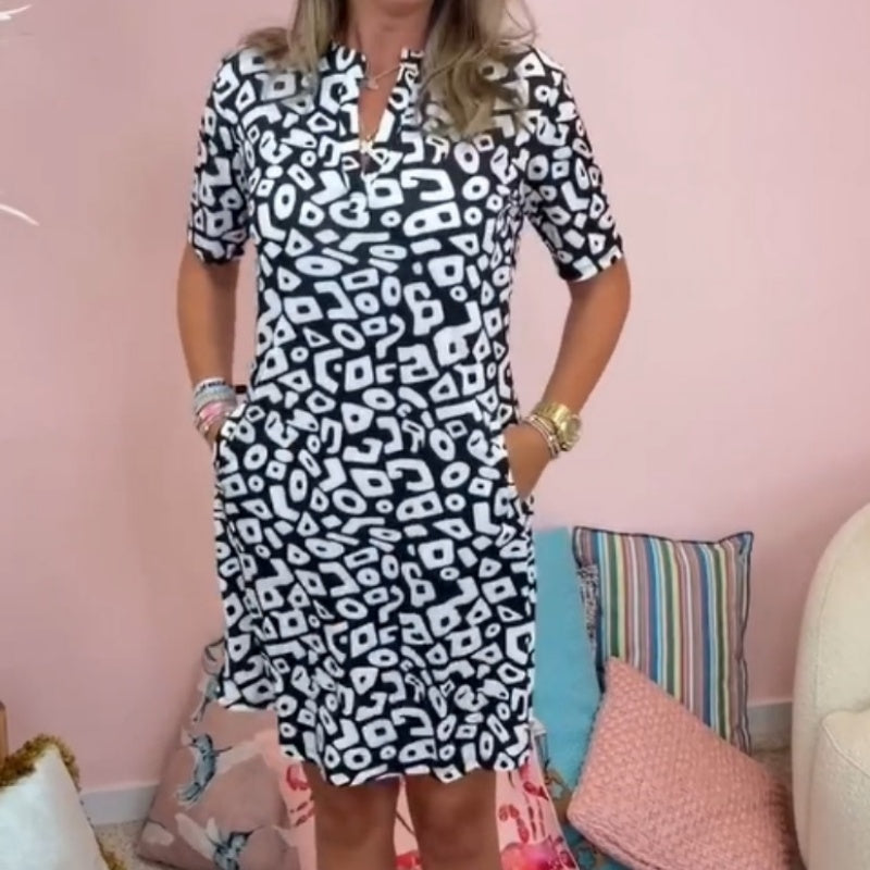 Aluna - Robe Mini à Imprimé Géométrique Décontractée