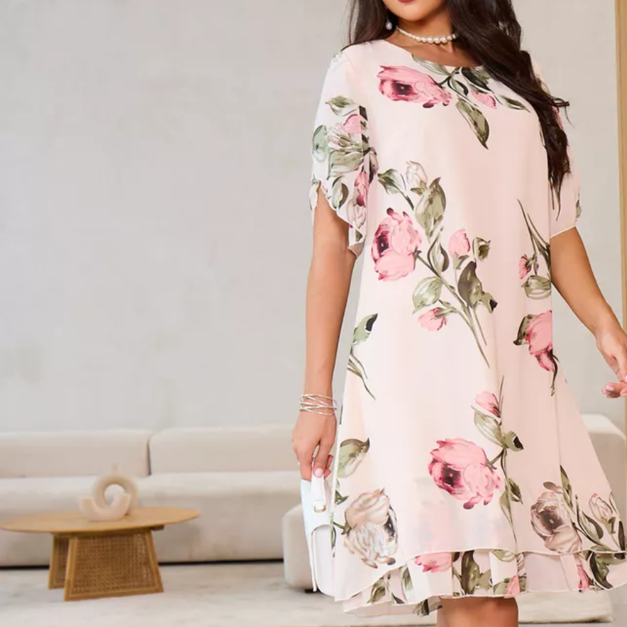 Levana | Robe en Chiffon Floral Superposée