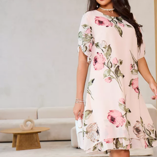 Levana | Robe en Chiffon Floral Superposée