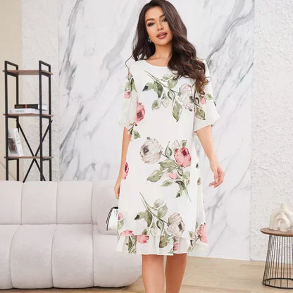 Levana | Robe en Chiffon Floral Superposée